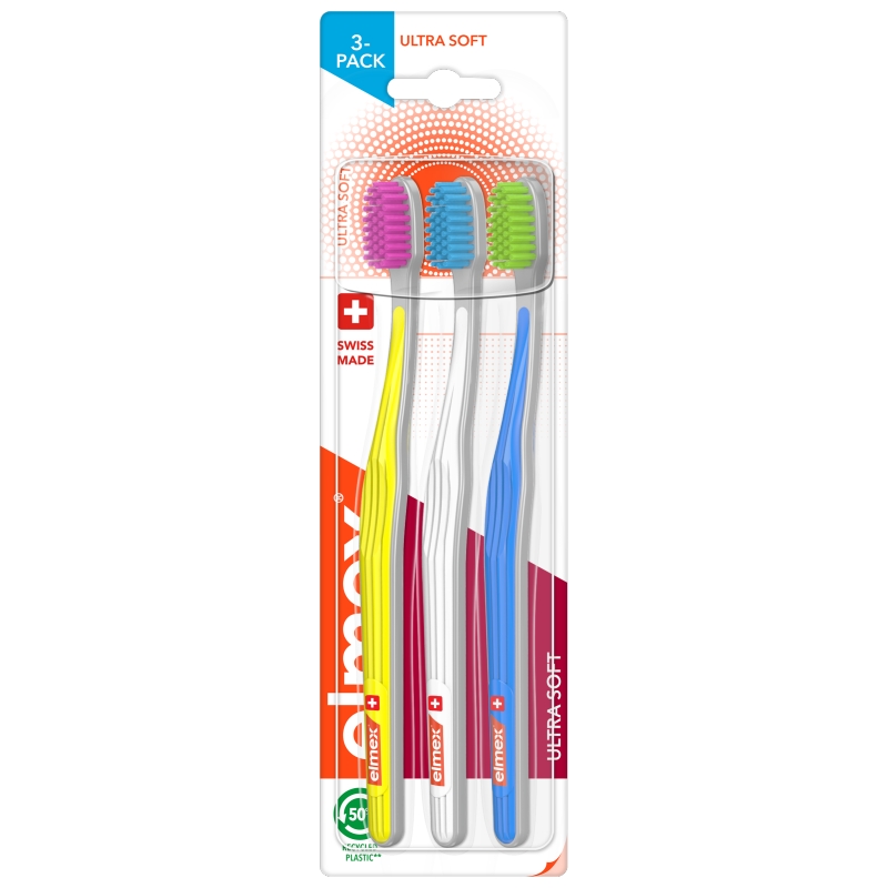Elmex Trio, szczoteczka do zębów ultra miękka, 3 szt.