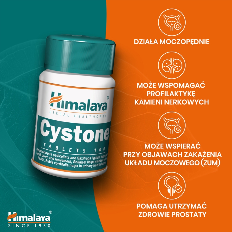 HIMALAYA Cystone , tabletki ze składnikami wspierającymi funkcjonowanie nerek i układu moczowo-płciowego, 100 szt.