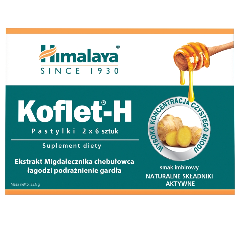 Himalaya Koflet-H, pastylki do ssania, imbirowe, 12 szt.