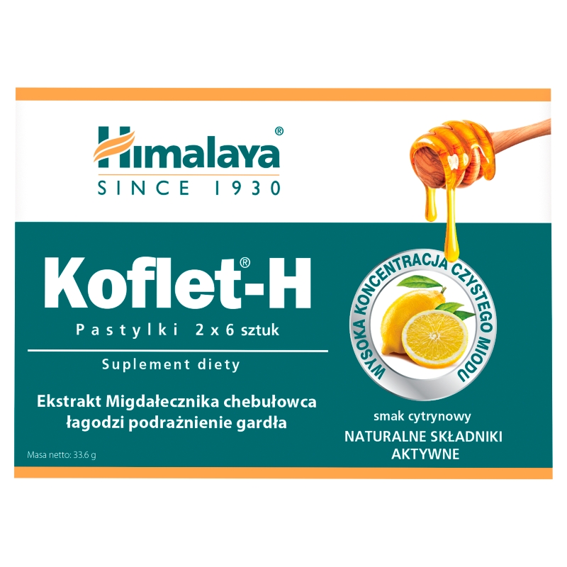 Himalaya Koflet-H, pastylki do ssania,, cytrynowe, 12 szt.