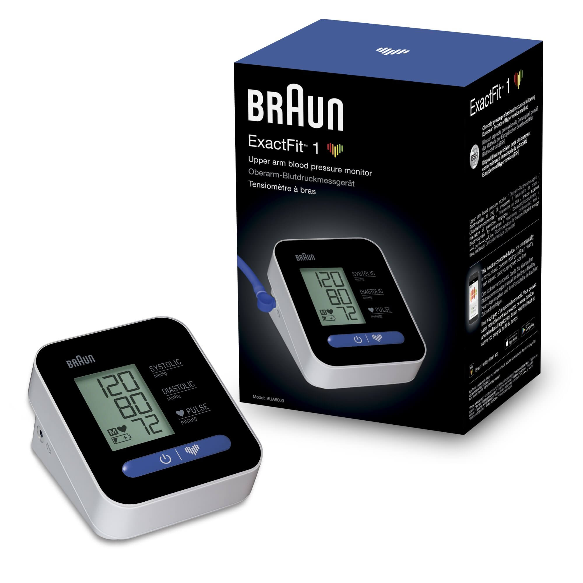 BRAUN EXACTFIT 1 BUA5000 ciśnieniomierz naramienny cyfrowy aparat do pomiaru ciśnienia krwi i tętna, 1 szt.