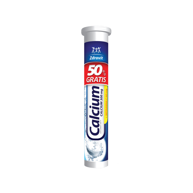 Zdrovit Calcium + Vitamin C, tabletki musujące ze składnikami uzupełniającymi dietę w wapń i witaminę C o smaku mandarynkowym, 20 szt.