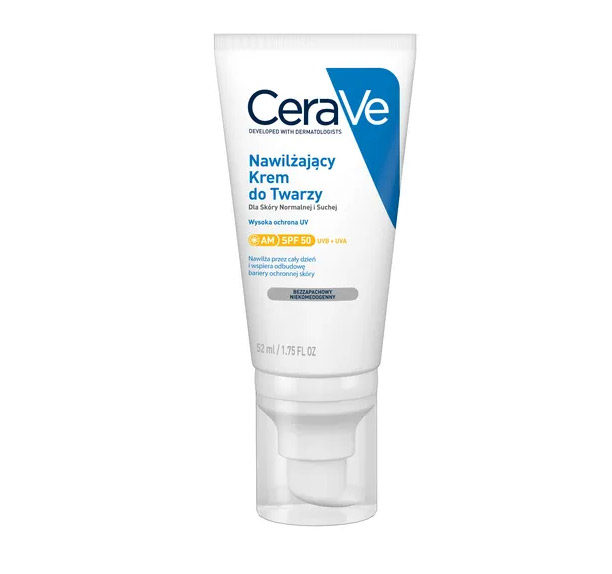 CeraVe, Nawilżający Krem do Twarzy SPF 50, 52 ml