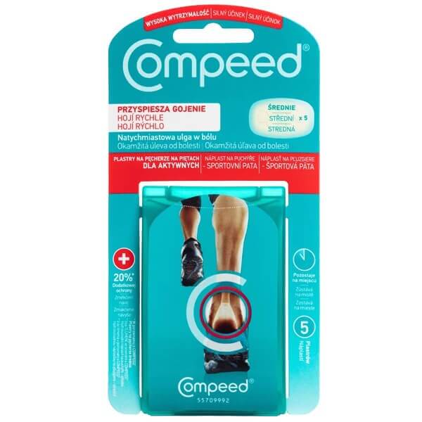 COMPEED Plastry na pęcherze na piętach, rozmiar średni, 5 szt.