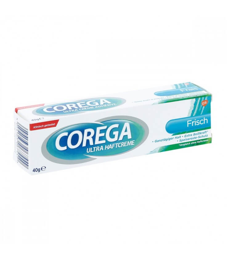 Corega Ultra Haftcreme Frisch, odświeżający krem mocujący do protez zębowych o smaku miętowym, 40 g