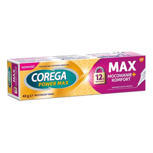 Corega Max Mocowanie + Komfort , krem mocujący do protez neutralny , 40g