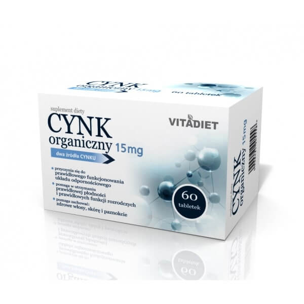 Cynk organiczny 15 mg, tabletki ze składnikami wspierającymi układ odpornościowy, 60 szt.