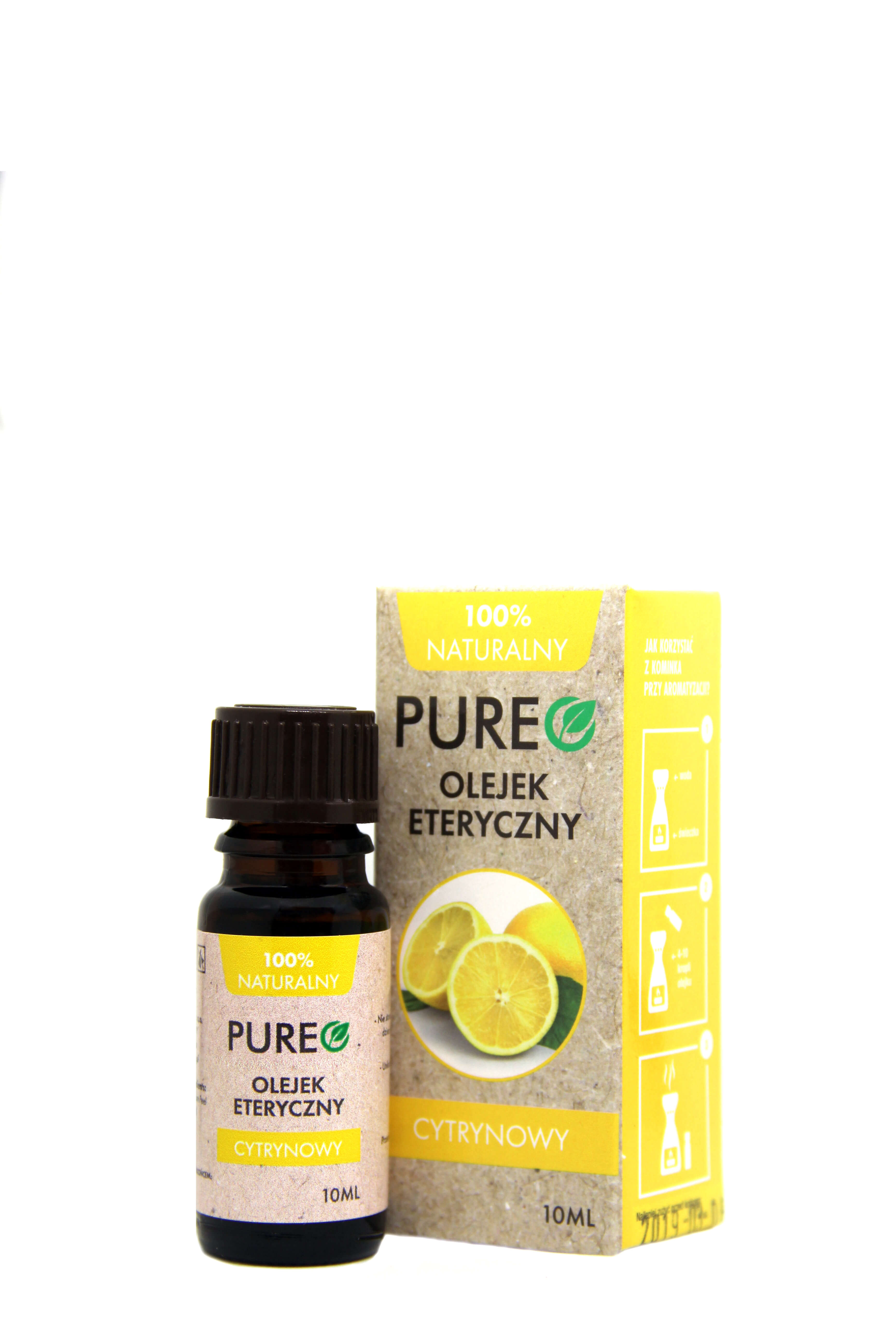 PUREO Olejek Cytrynowy eteryczny, o właściwościach bakteriobójczych i antyseptycznych, 10 ml
