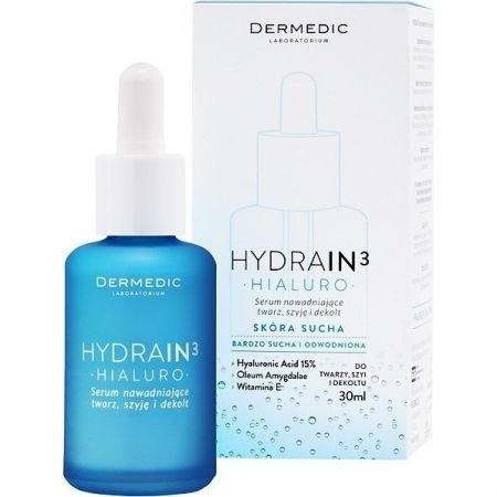 Dermedic Hydrain 3 Hialuro serum nawadniające twarz, szyję i dekolt, 30 ml, 1 szt.