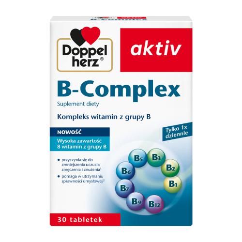 Doppelherz aktiv B-Complex tabletki ze składnikami wspomagającymi utrzymanie sprawności umysłowej, 30 szt. 