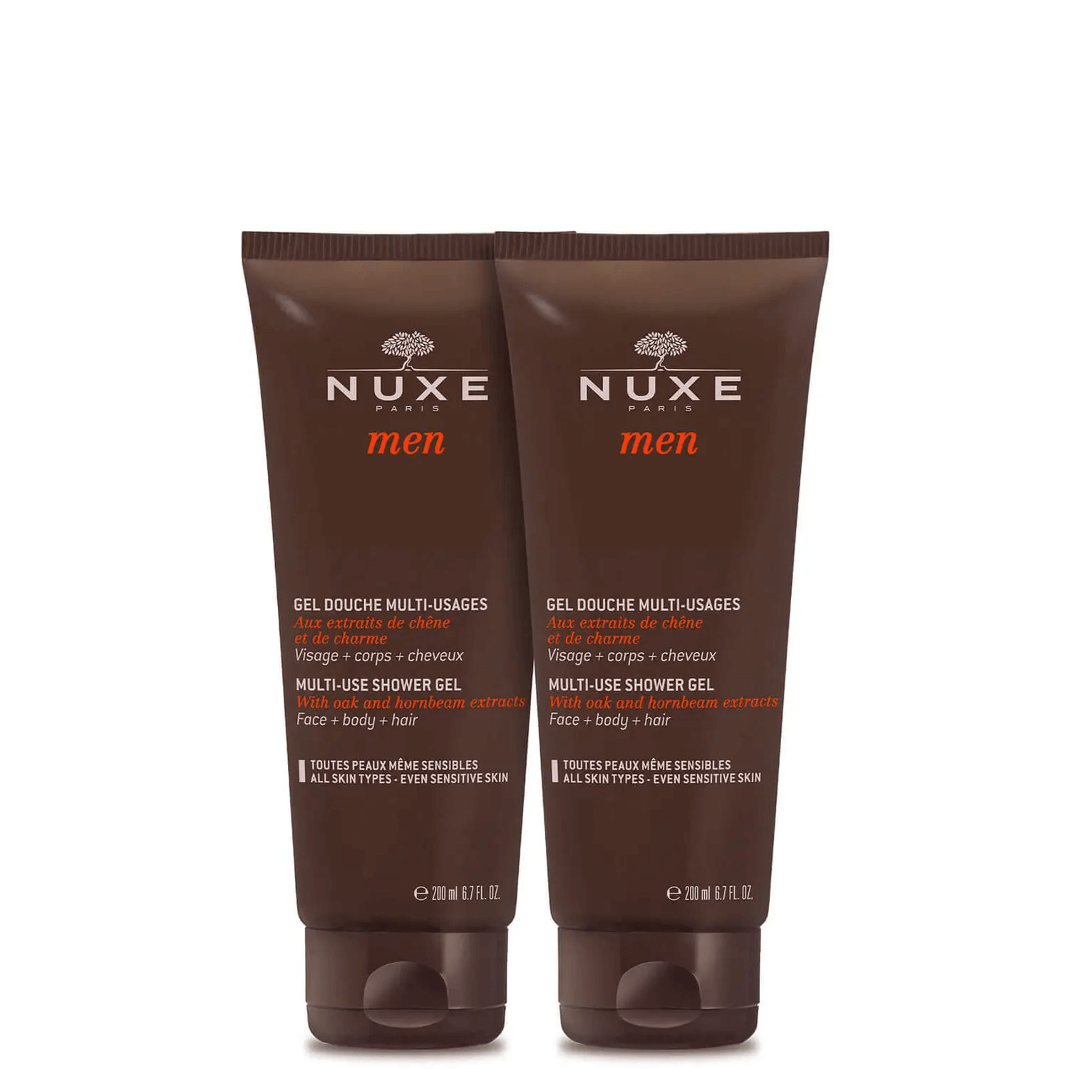 NUXE Men, żel wielofunkcyjny pod prysznic do ciała i włosów, 2 x 200 ml