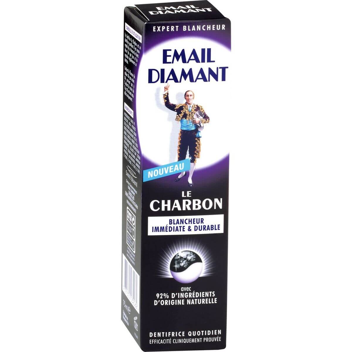 Email Diamant Charbon, pasta wybielająca purpurowa z węglem, 75 ml
