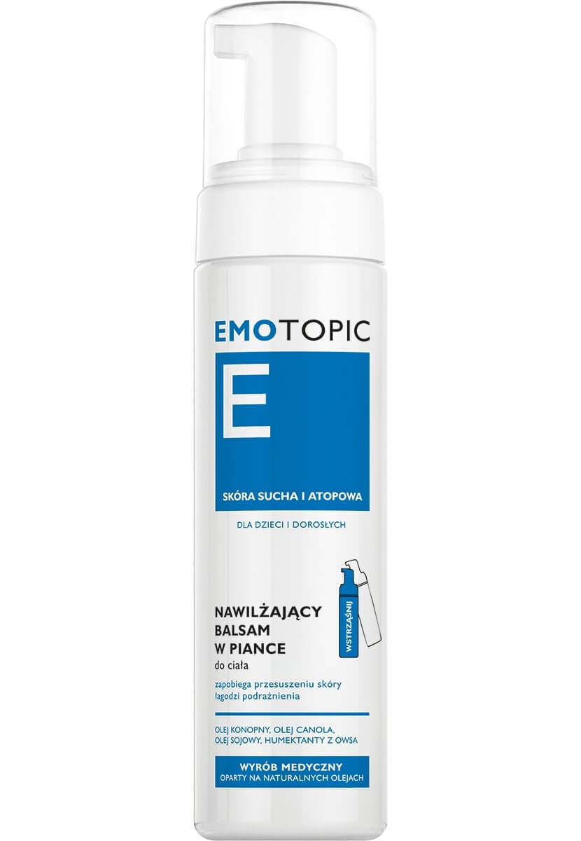 Emotopic, nawilżający balsam w piance do ciała do skóry suchej i atopowej, 200 ml