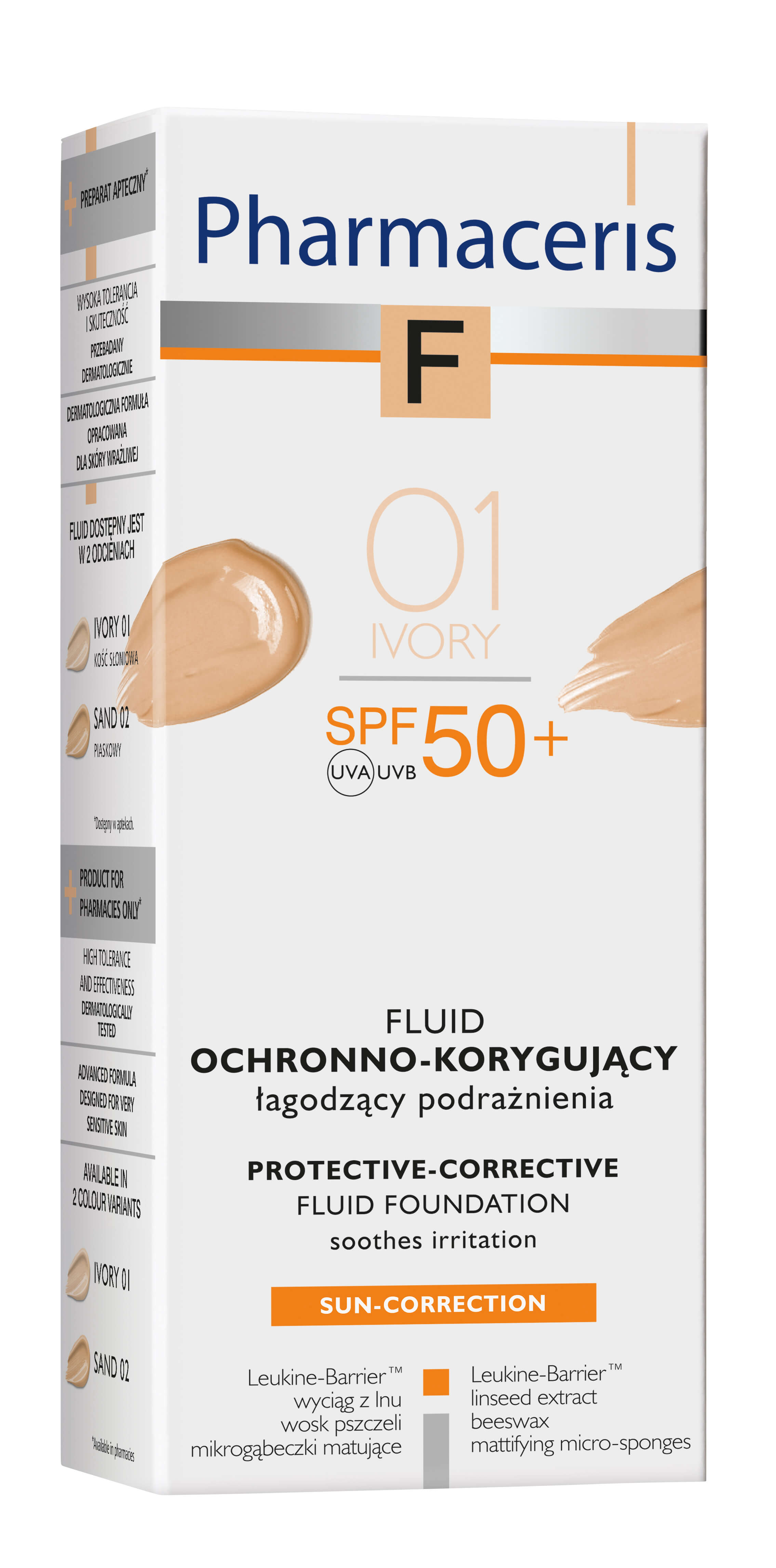 Pharmaceris F, fluid ochronno – korygujący SPF 50+, odcień 01, 30 ml