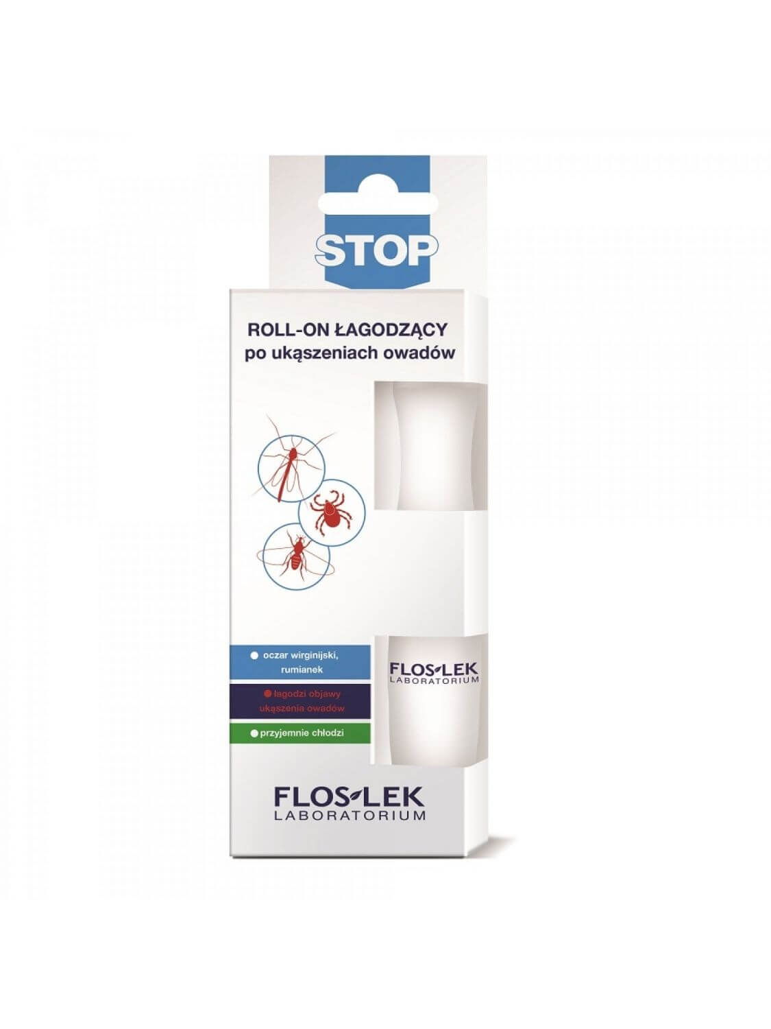 Flos-Lek Stop, roll-on po ukąszeniu komarów łagodzący, 15 ml