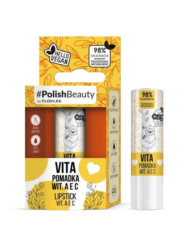 Flos-Lek Vege Lip Care VITA , pomadka do suchych i spierzchniętych ust z witaminami A, E i C, 1 szt.
