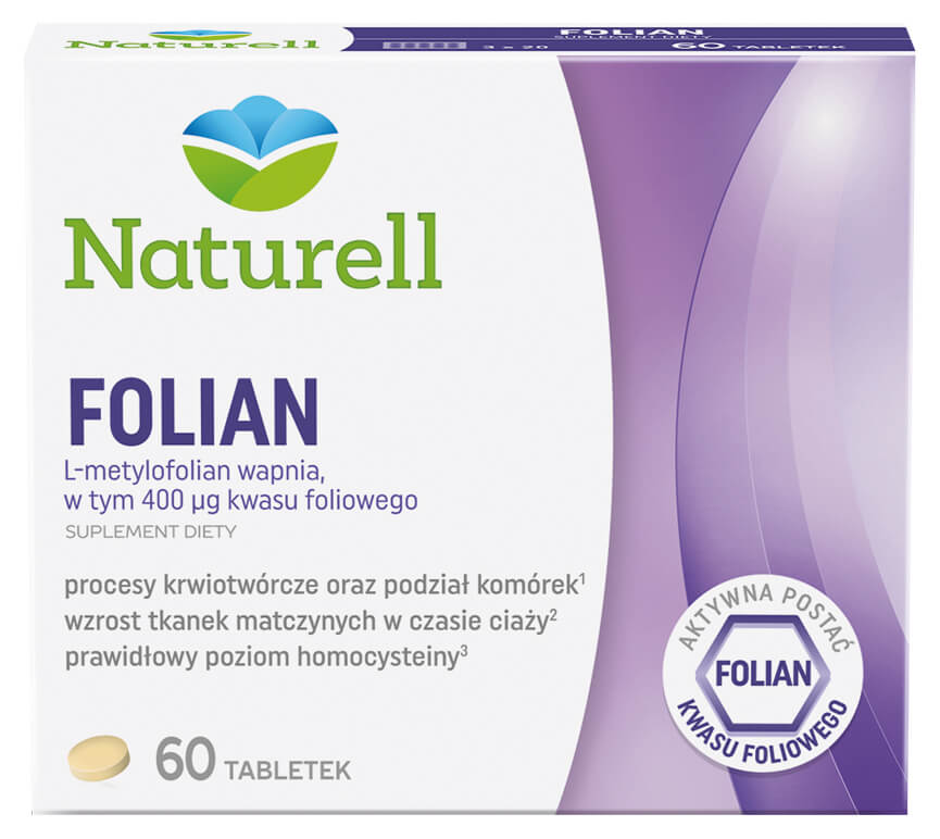 Naturell Folian , tabletki z kwasem foliowym, 60 szt.