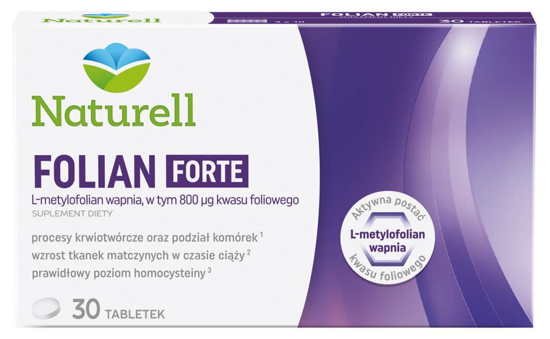 Naturell Folian Forte, tabletki z kwasem foliowym, 30 szt.