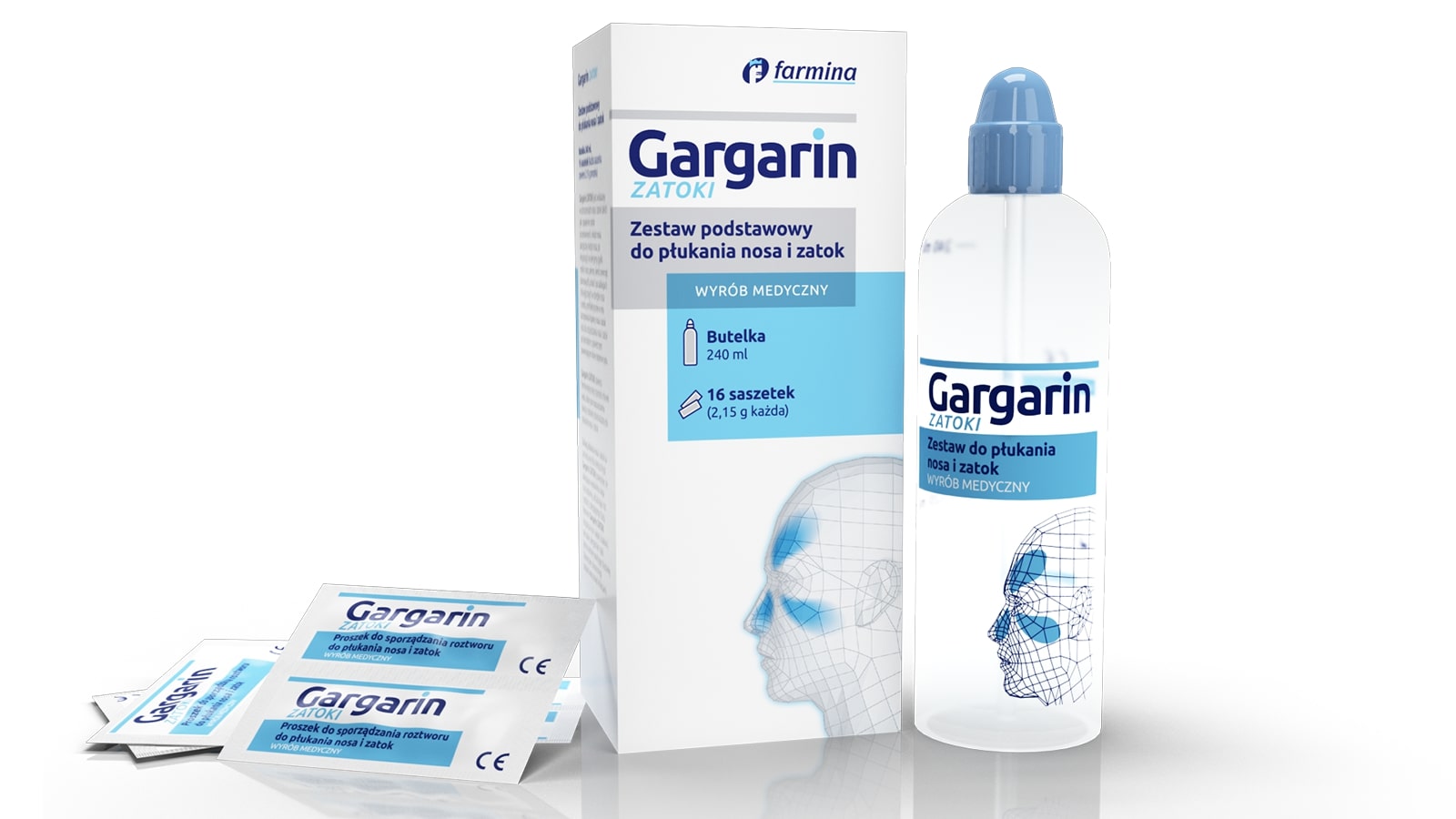 GARGARIN ZATOKI , zestaw podstawowy 16 saszetek + 1 irygator