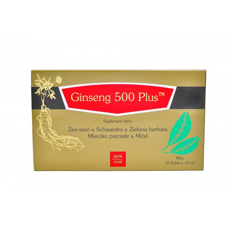Ginseng 500 Plus , płyn z żeń-szeniem i zieloną herbatą, 10 x 10 ml