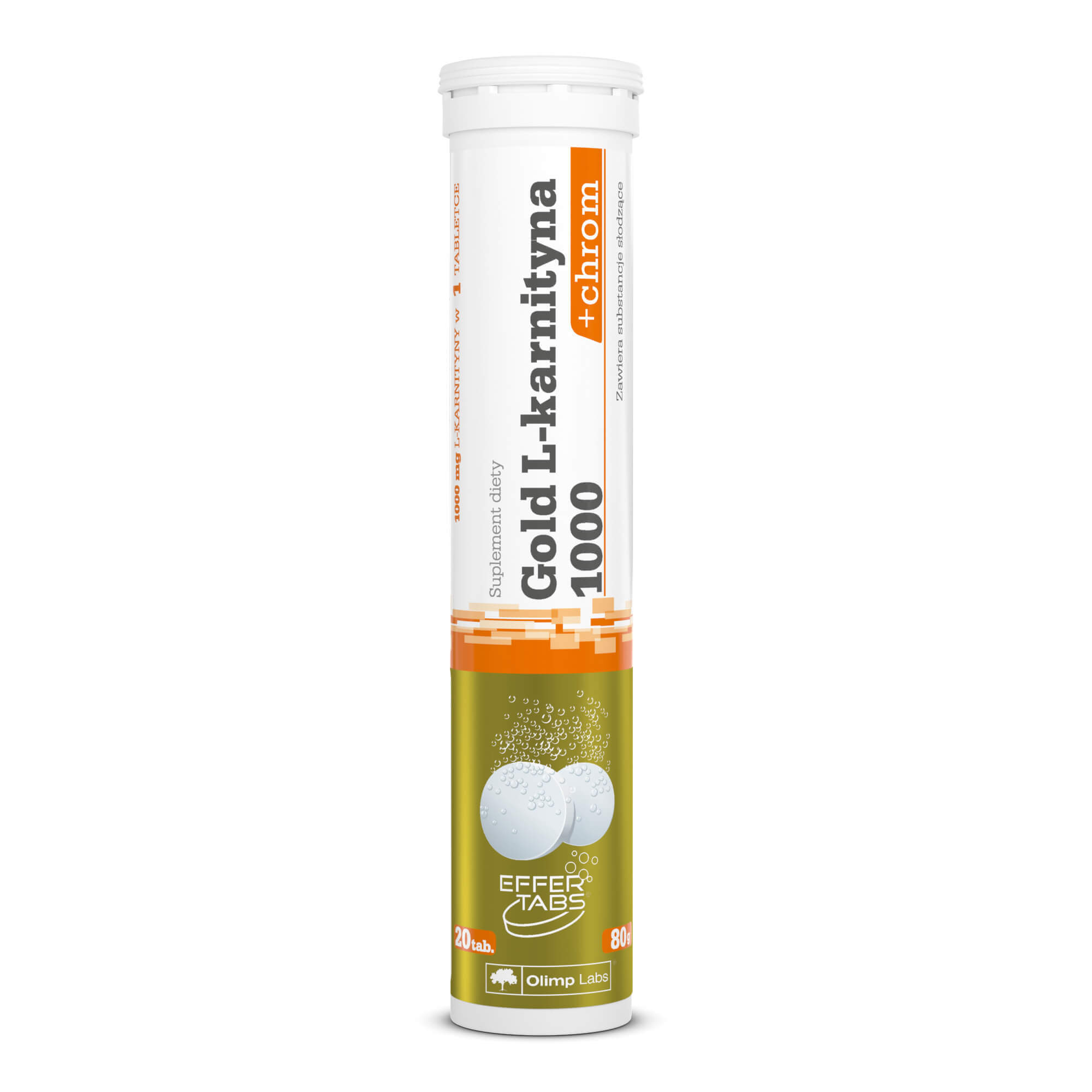 Olimp Gold L-karnityna 1000 + chrom , tabletki musujące o smaku cytrynowym, 20 szt.