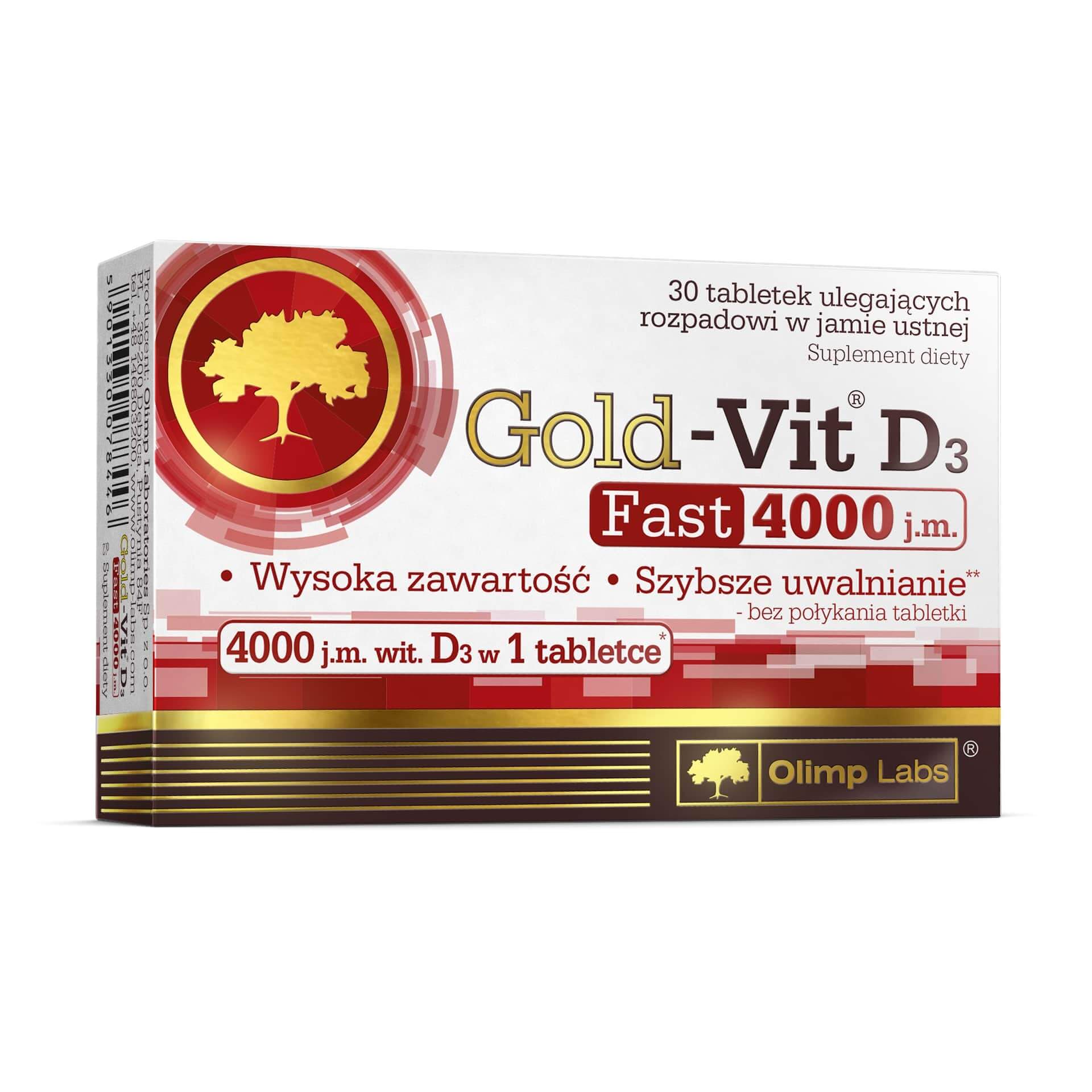 Olimp Gold-Vit D3 Fast 4000 j.m, tabletki z witaminą D3, 30 szt.