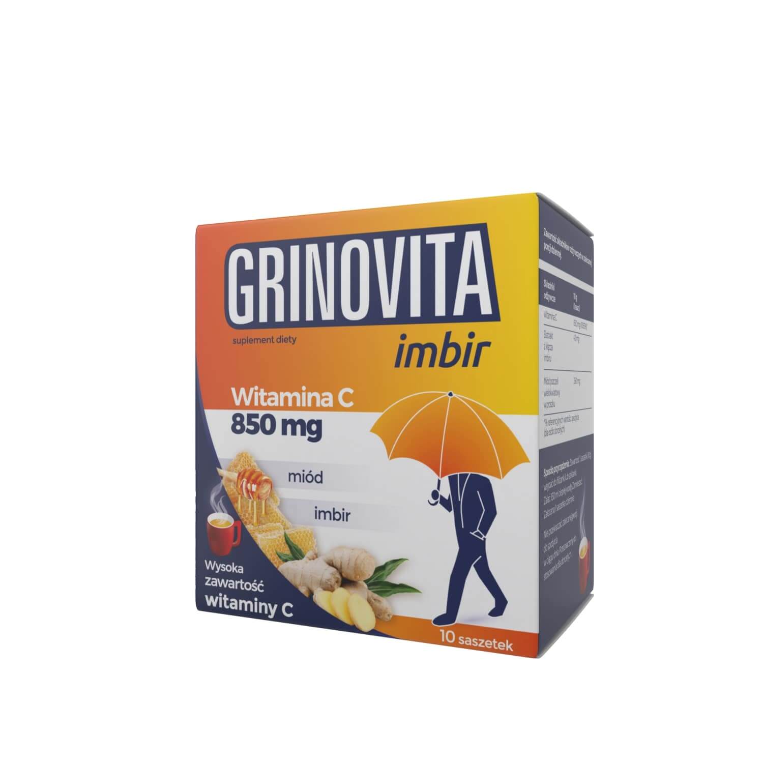 Grinovita Imbir proszek Z  witaminy C, 10 szt.