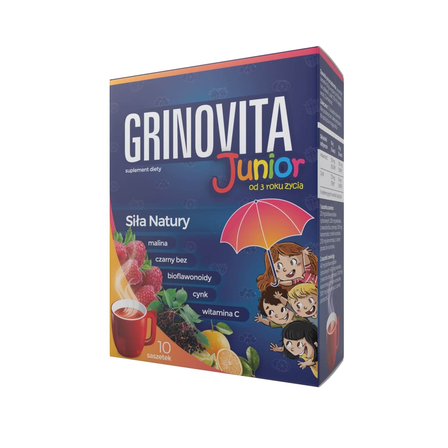Grinovita Junior , proszek do rozpuszczenia wspierający odporność dla dzieci, 10 sasz.