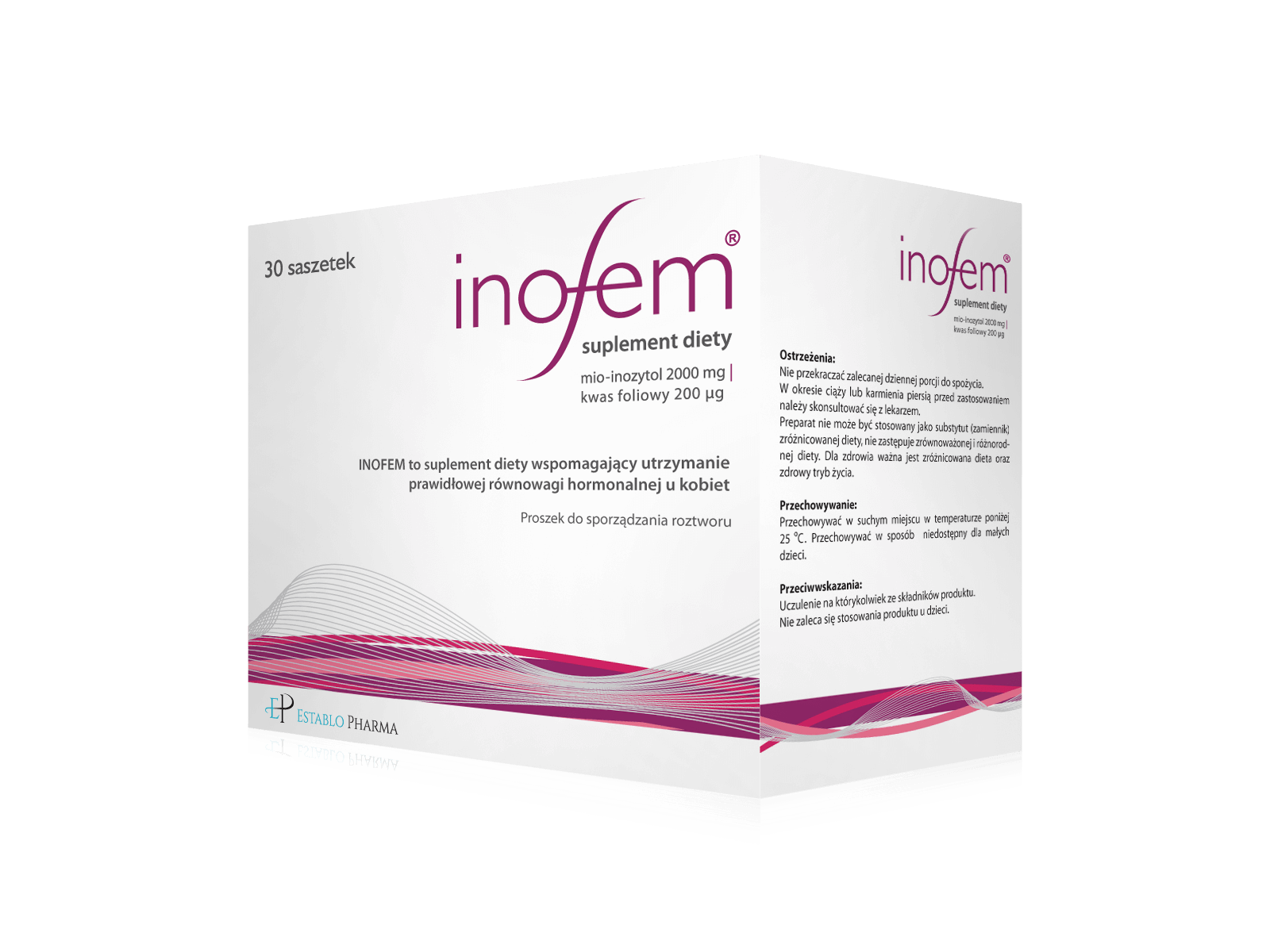 Inofem, proszek w saszetkach ze składnikami wspomagającymi równowagę hormonalną, 30 szt.