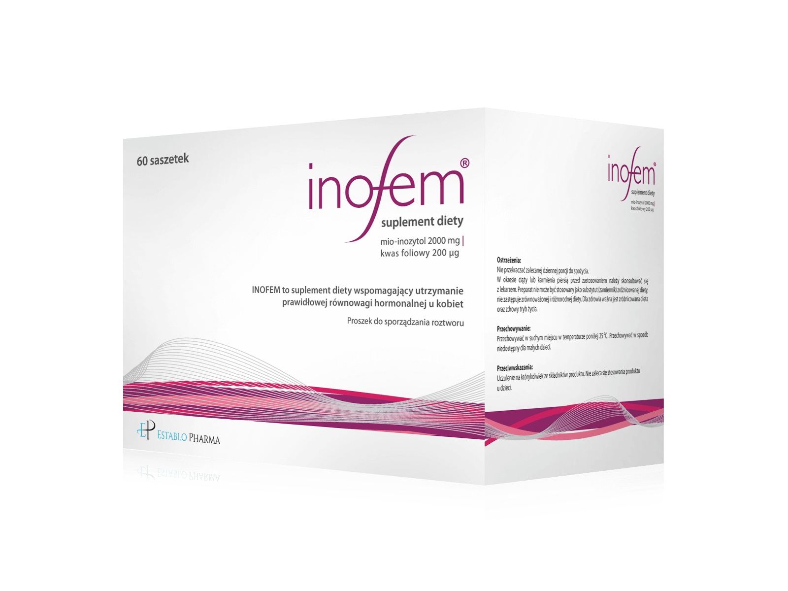 Inofem, proszek w saszetkach ze składnikami wspomagającymi równowagę hormonalną, 60 szt.