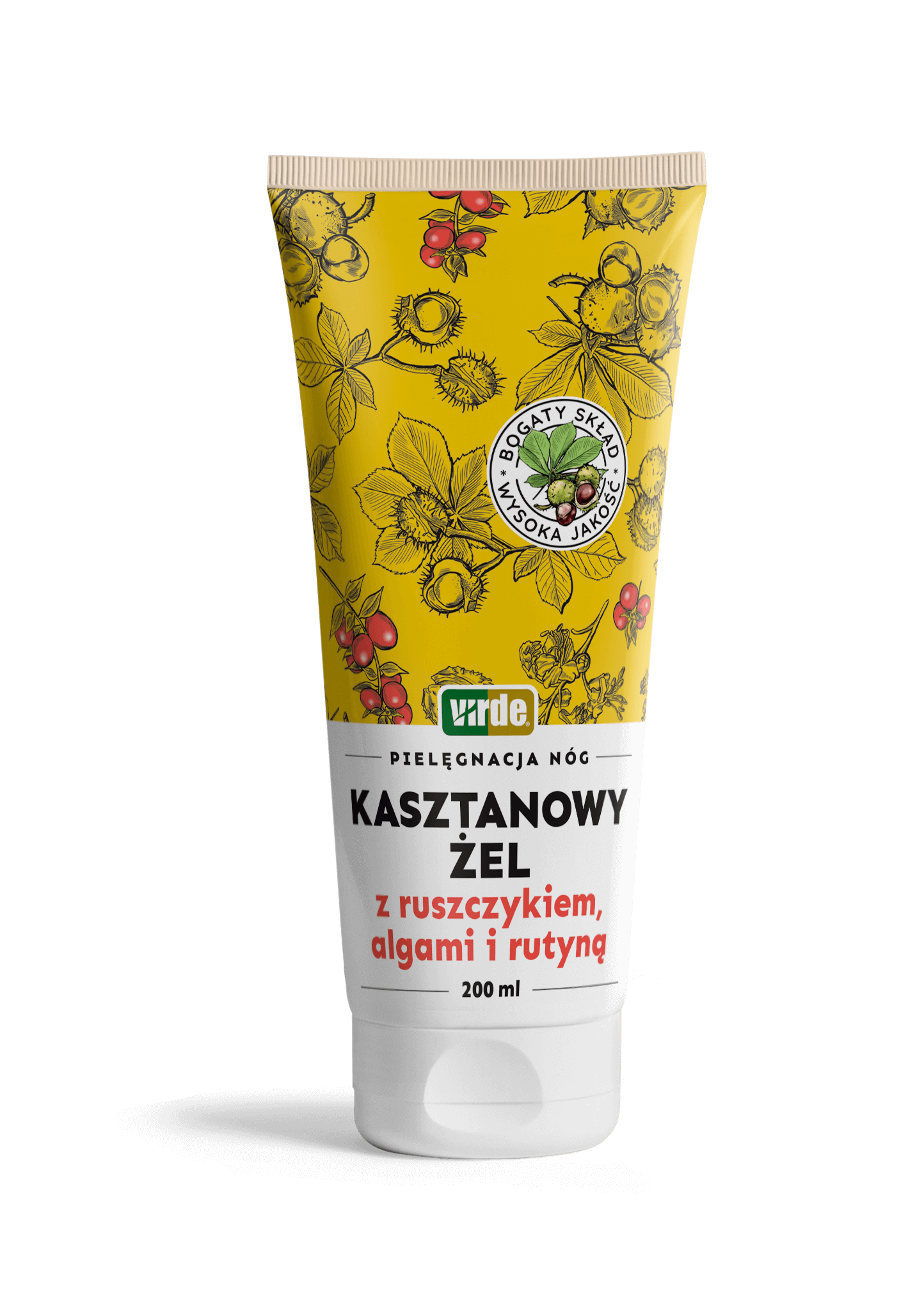 VIRDE, żel kasztanowy z ruszczykiem i algami do pielęgnacji nóg, 200 ml