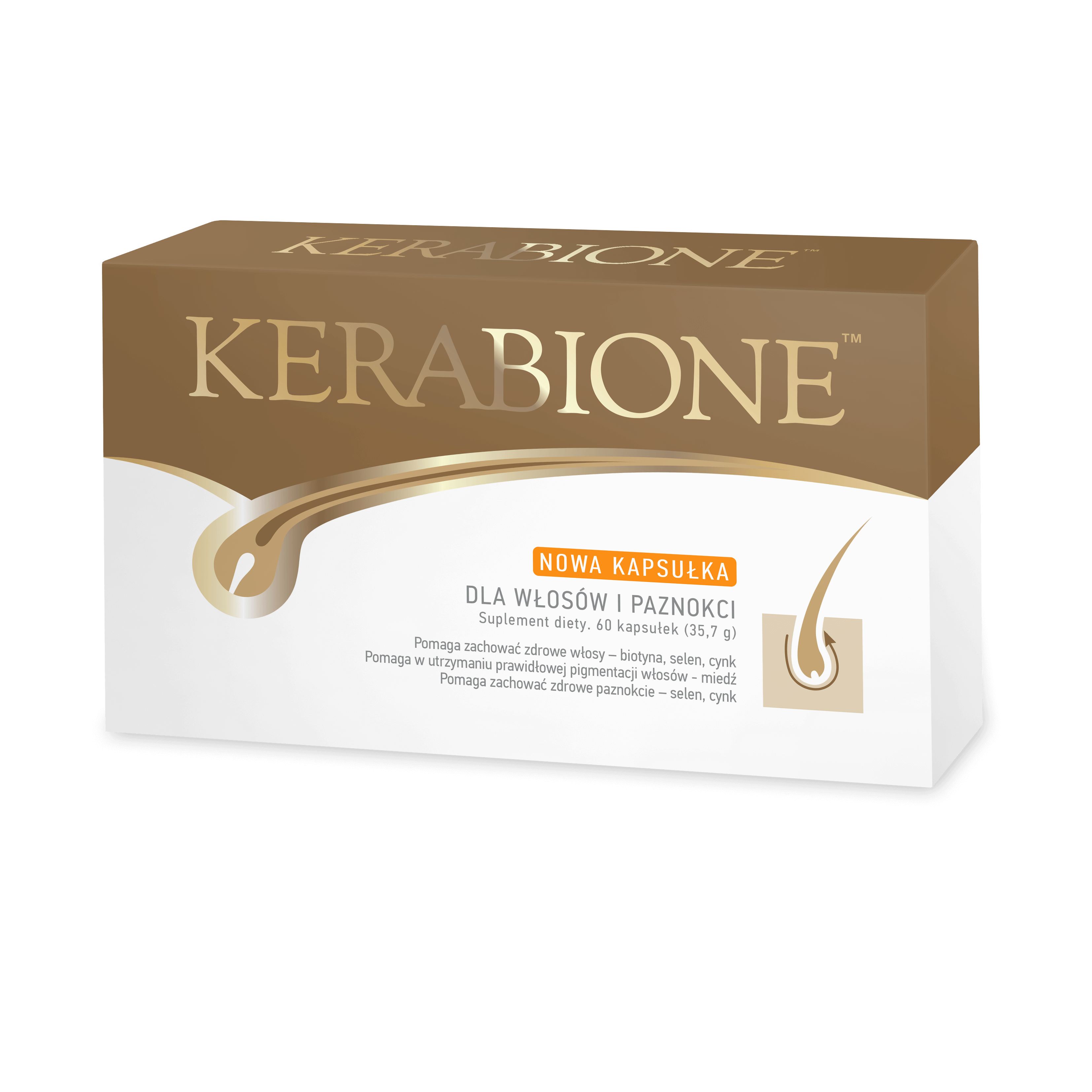 Kerabione , kapsułki ze składnikami wzmacniającymi włosy i paznokcie, 60 szt.