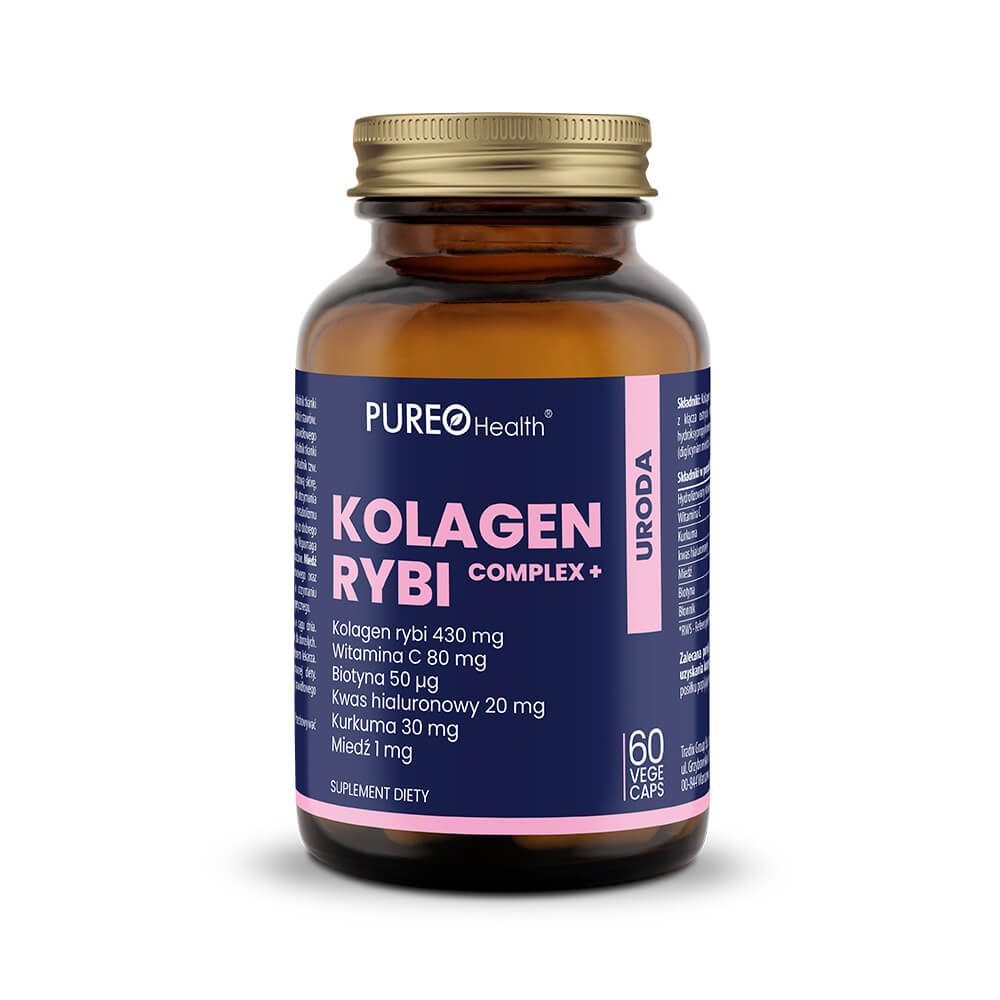 PUREO Health Kolagen Rybi Complex+ kapsułki ze składnikami wspomagającymi kości, stawy i skórę, 60 szt.