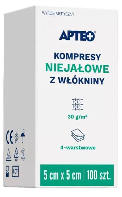 Kompresy APTEO CARE kompresy niejałowe z włókniny 5 x 5 cm, 100 szt.