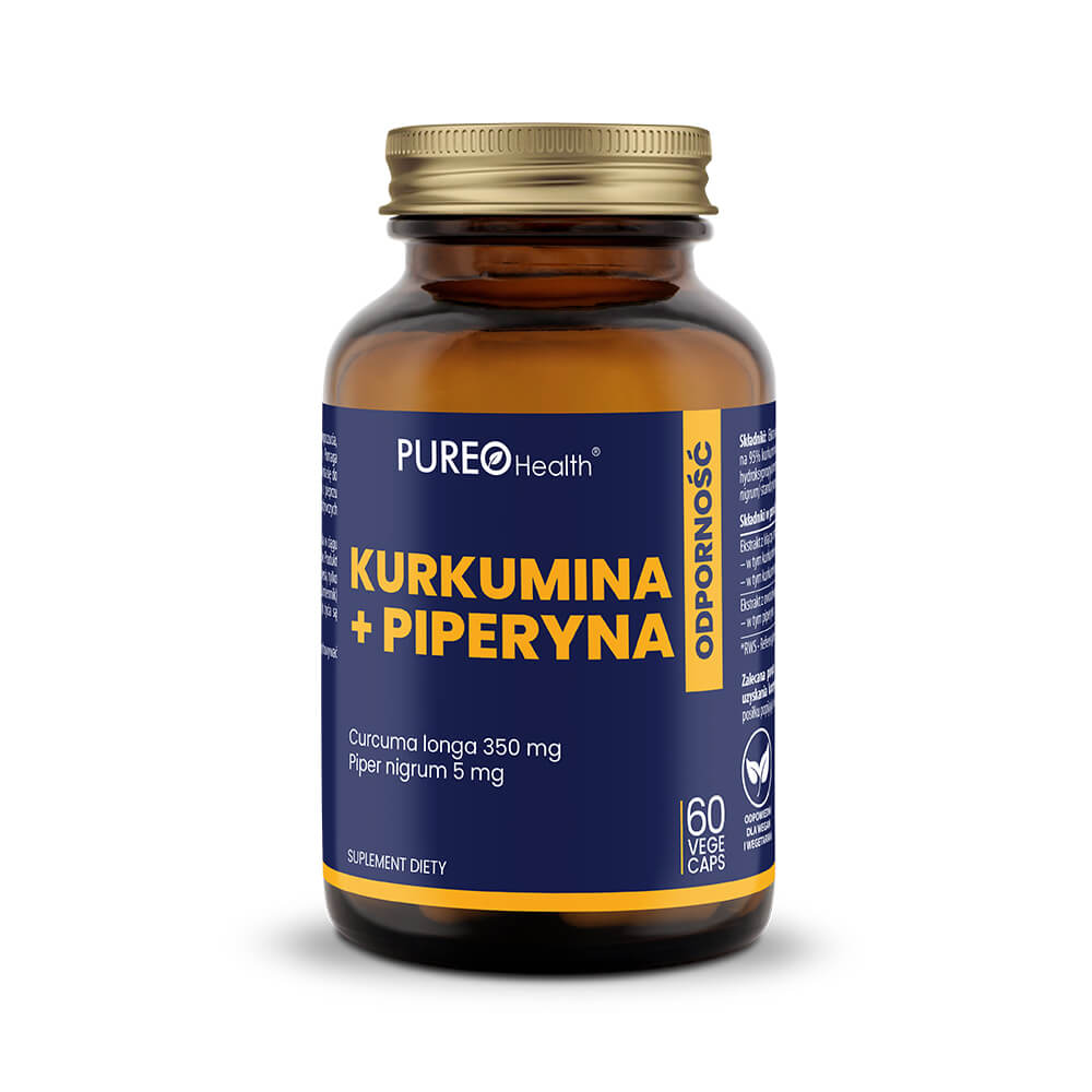 PUREO Health Kurkumina+Piperyna kapsułki ze składnikami wspomagającymi stawy, skórę i trawienie, 60 szt.
