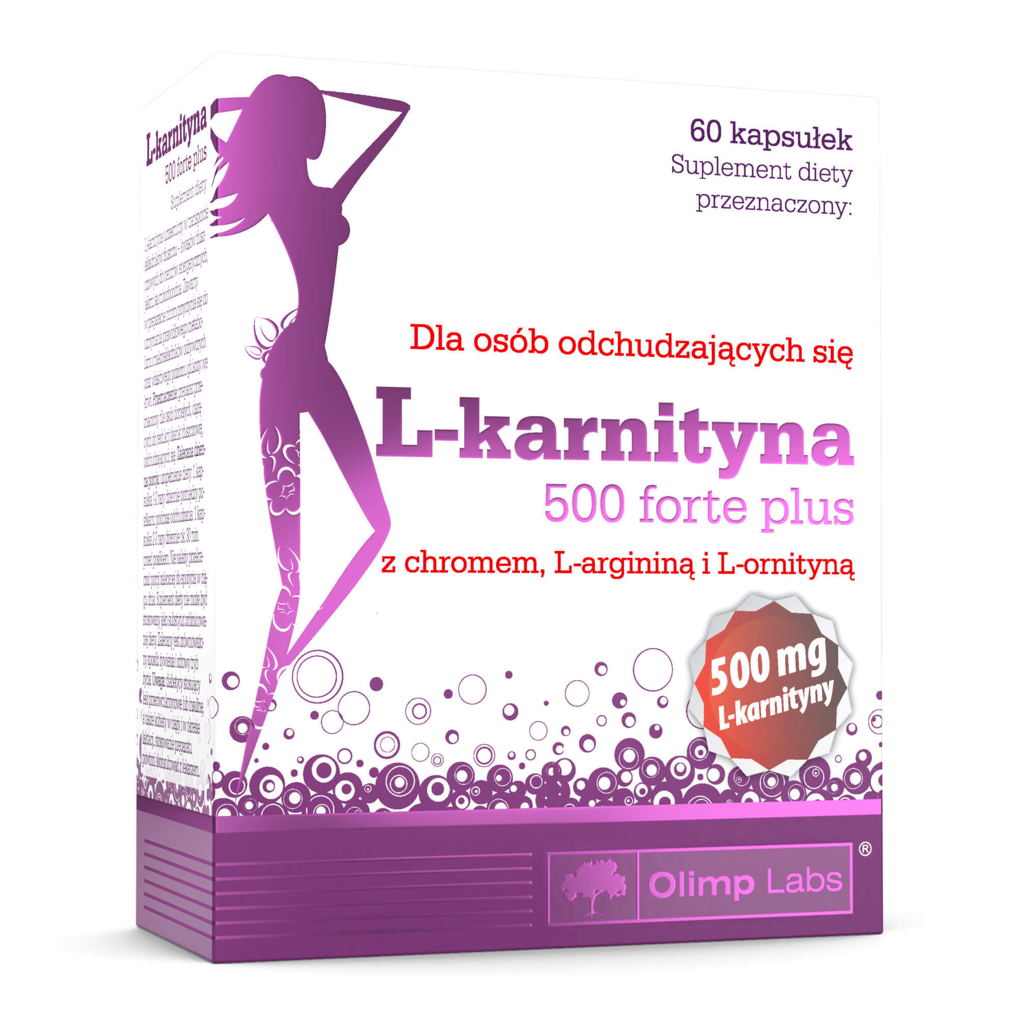 Olimp L-Karnityna 500 Forte Plus, kapsułki ze składnikami wspomagającymi odchudzanie, 60 szt.