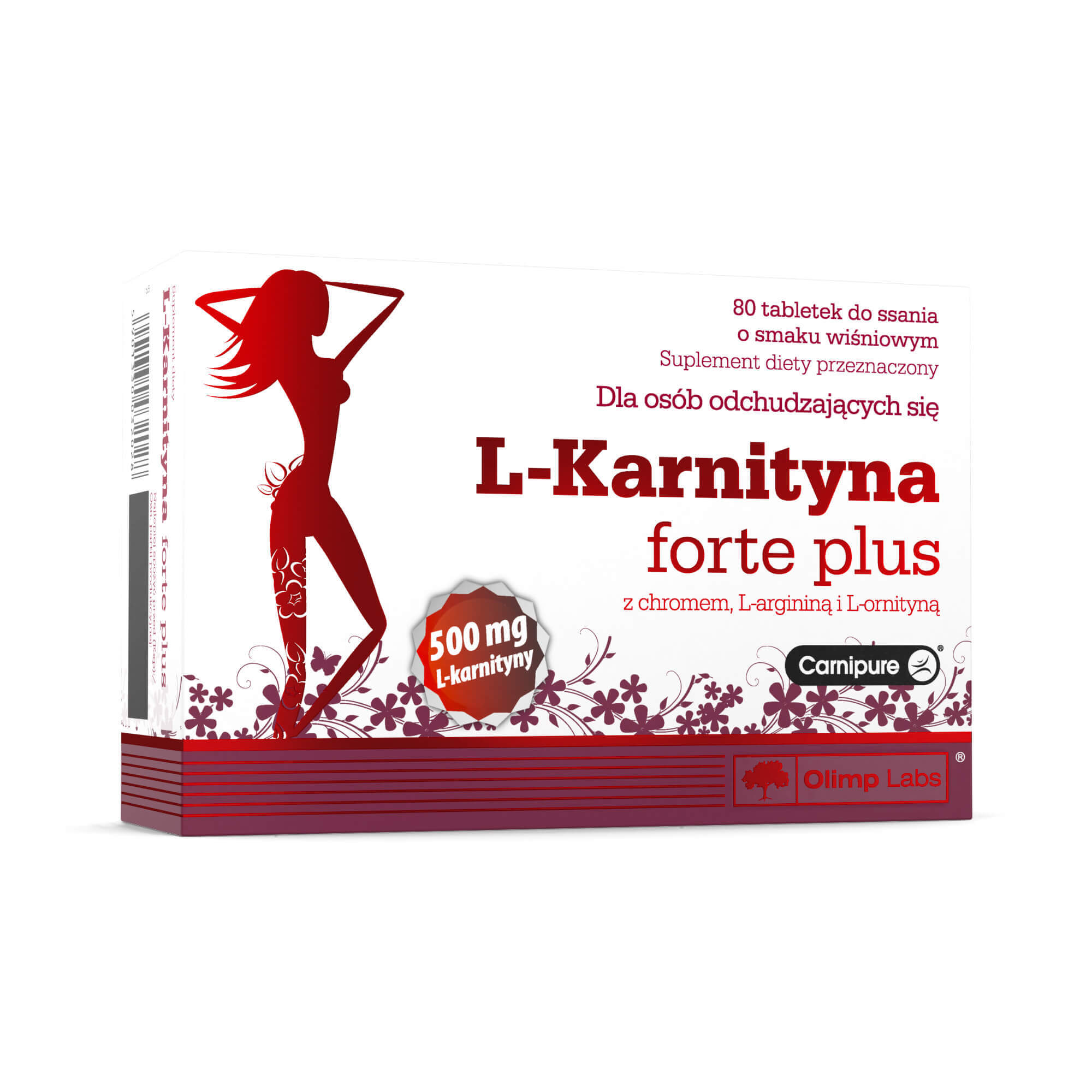 Olimp L-Karnityna Forte Plus, tabletki do ssania o smaku wiśniowym ze składnikami wspomagającymi odchudzanie, 80 szt.