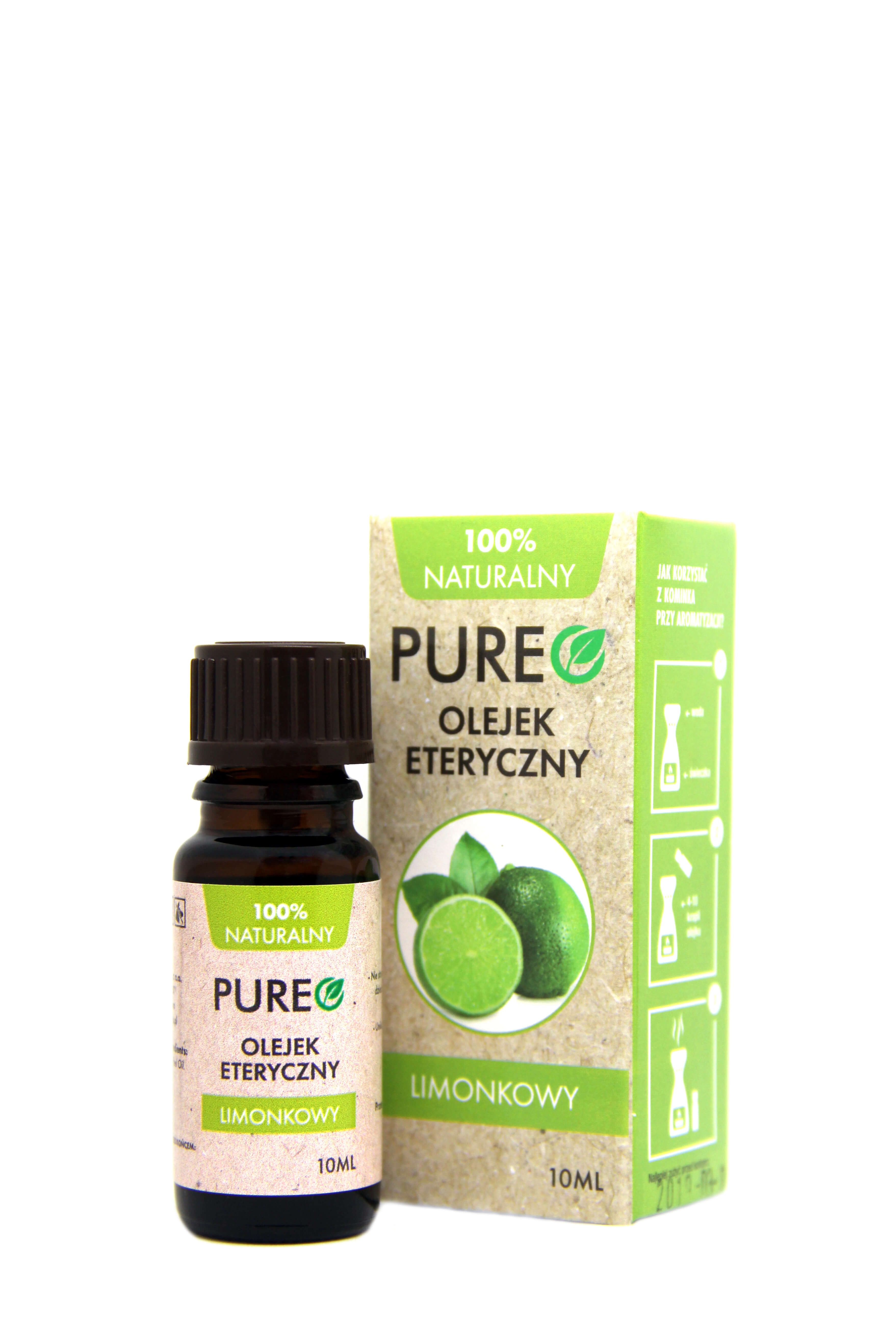PUREO Olejek Limonkowy eteryczny, o właściwościach bakteriobójczych i antyseptycznych, 10 ml