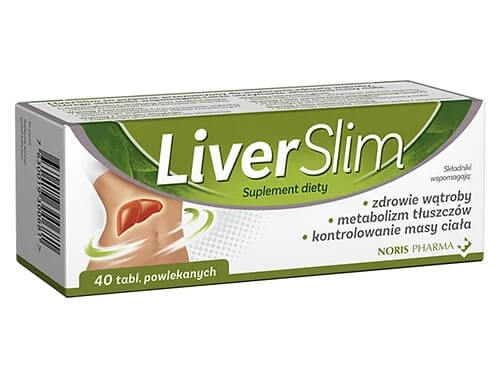LiverSlim, tabletki powlekane ze składnikami wspierającymi wątrobę, 40 szt.