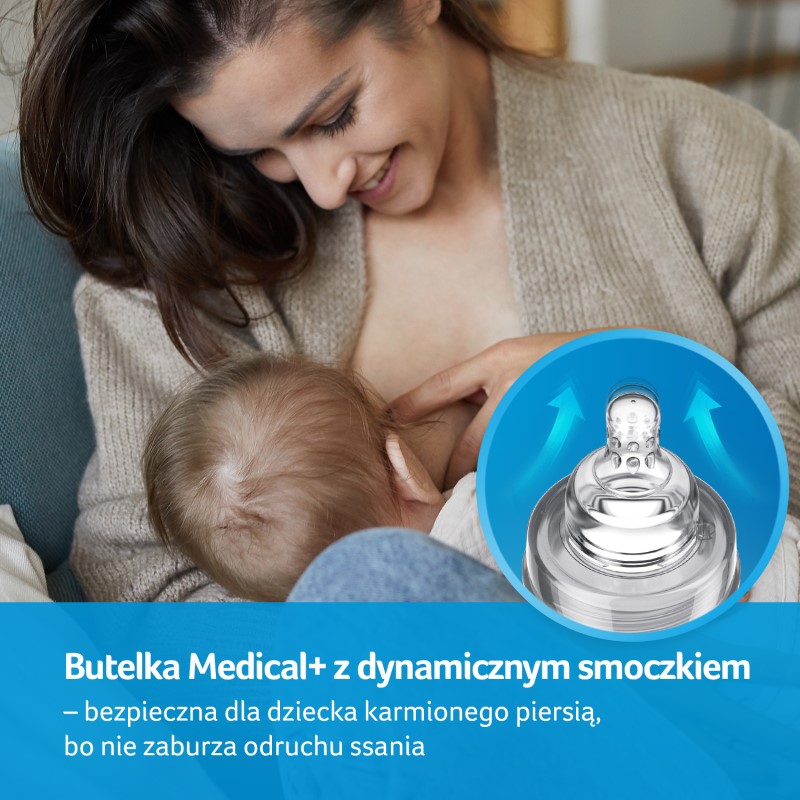 Lovi Butelka Medical+ , do karmienia o pojemności 330 ml 0cm+, 1 szt.