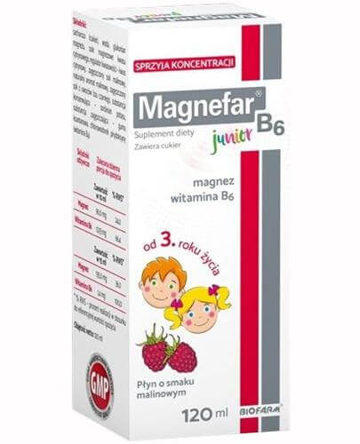 Magnefar B6 Junior płyn ze składnikami poprawiającymi koncentrację dla dzieci, 120 ml