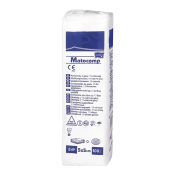 Matocomp Kompresy Gazowe,  niejałowe, 13-nitkowe, 8-warstwowe, 5x5cm - 100 szt.