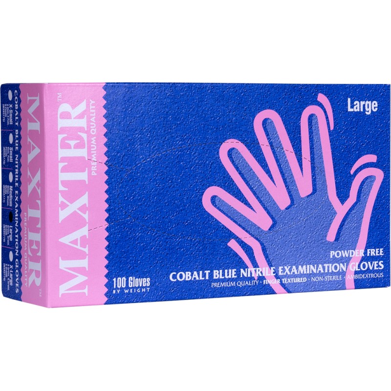 MAXTER Rękawice nitrylowe bezpudrowe rozmiar L, 100 szt.
