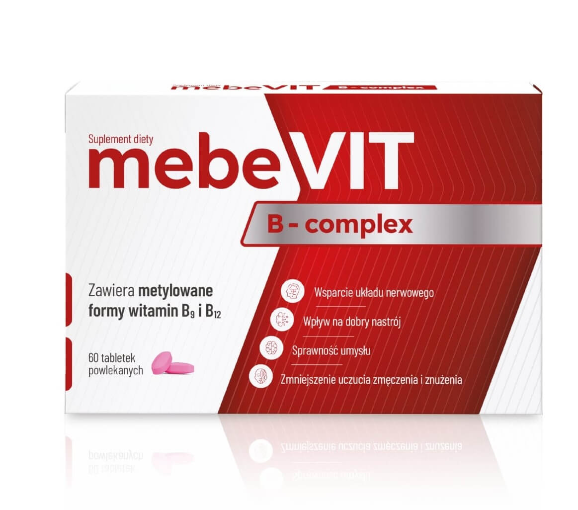 MebeVIT B-complex, tabletki powlekane z witaminami z grupy B, 60 szt.