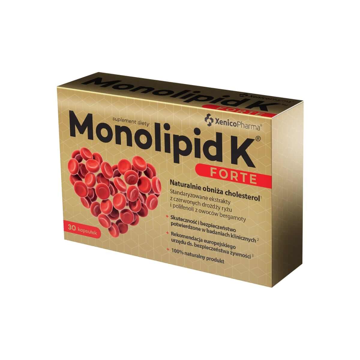 Monolipid K Forte, kapsułki ze składnikami wspomagającymi  obniżenie poziomu cholesterolu, 30 szt.