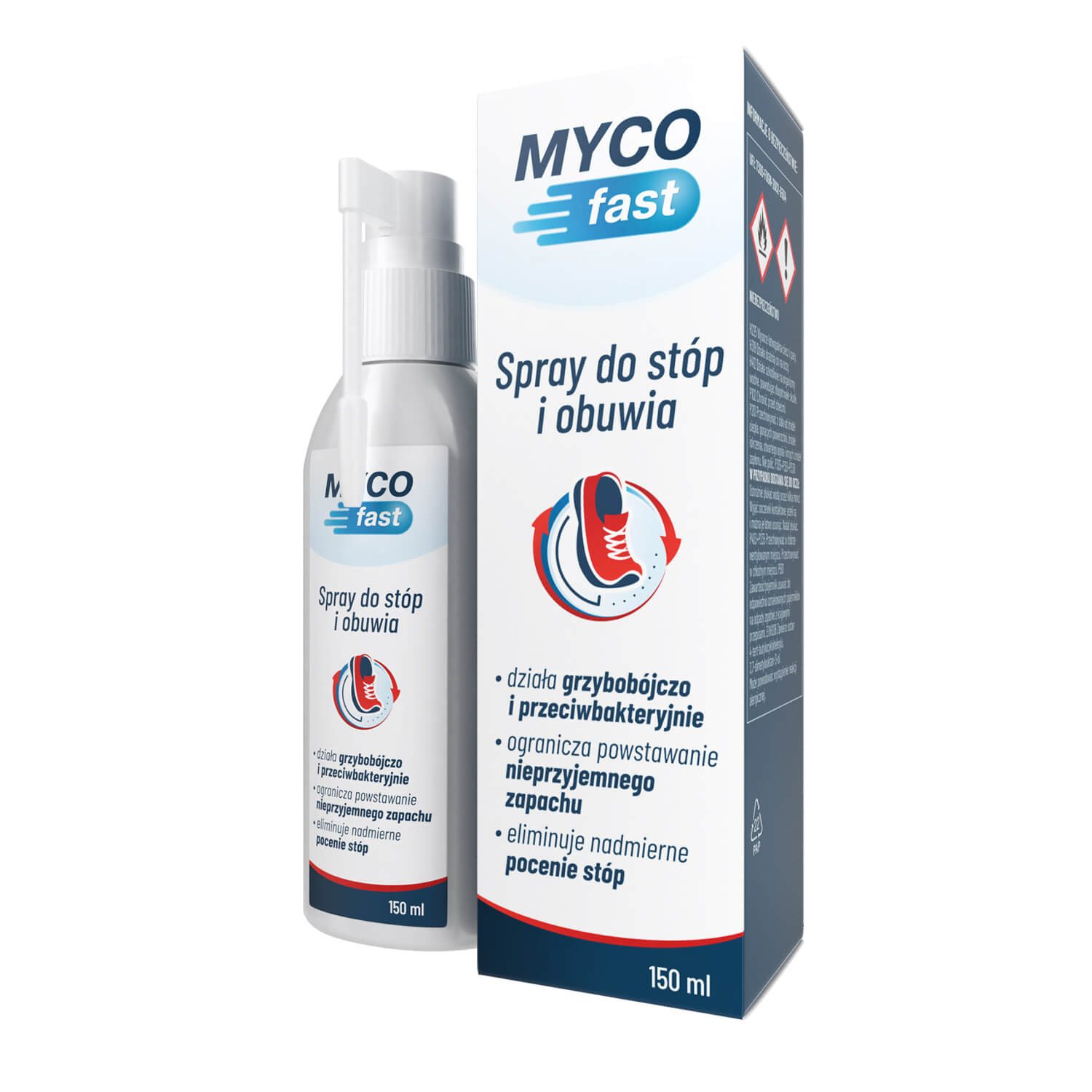 MYCOfast , spray do stóp i obuwia eliminujący nieprzyjemny zapach, 150 ml