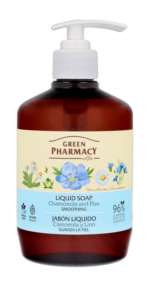 Green Pharmacy, mydło w płynie z rumiankiem i olejem z nasion lnu, 460 ml