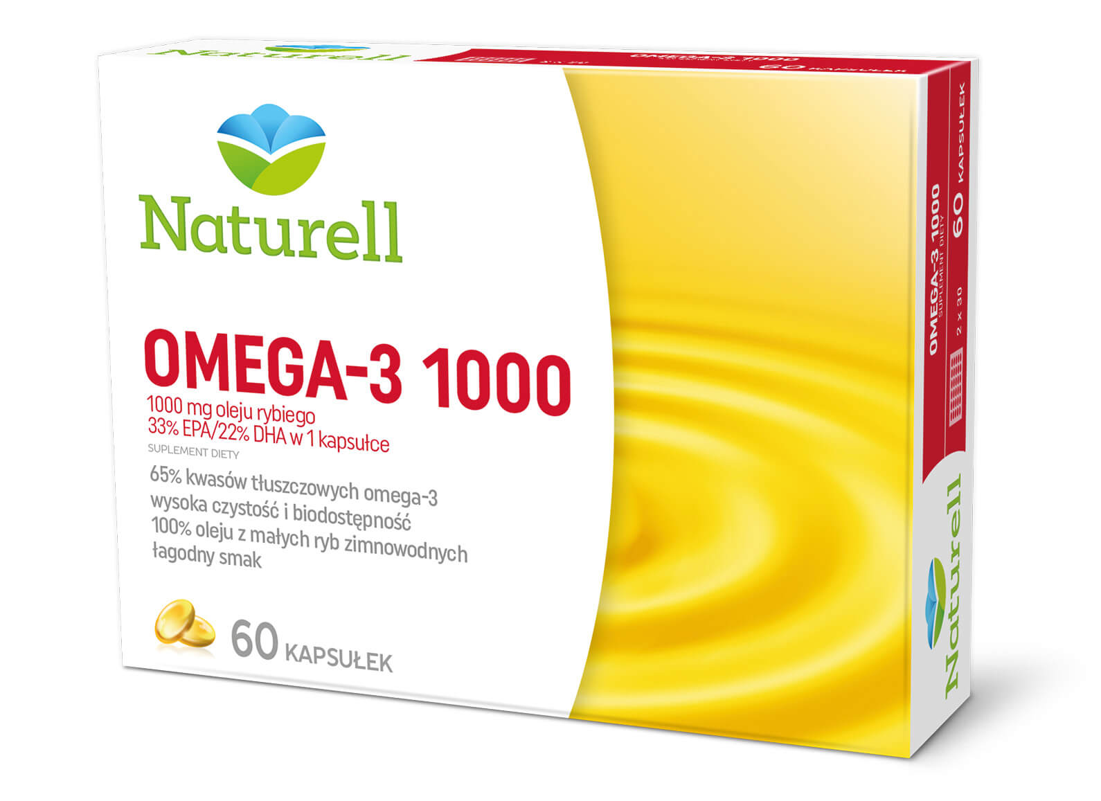 Naturell Omega-3 1000 kapsułki z kwasami Omega-3 wspierającymi odporność organizmu, 60 szt.