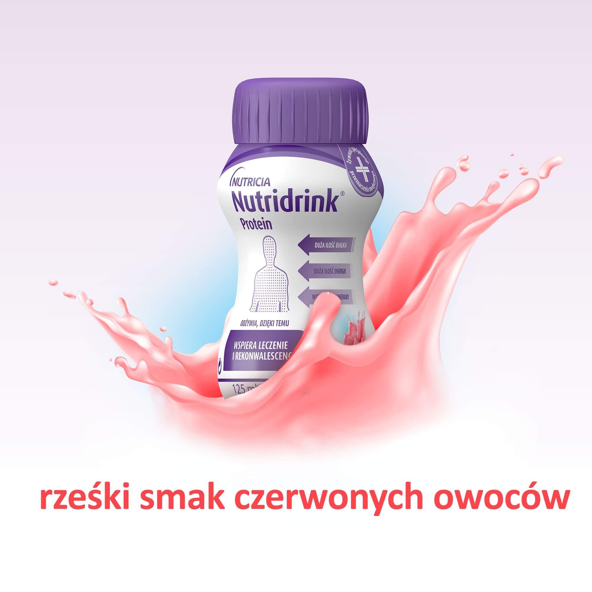 Nutridrink Protein, o smaku czerwonych owoców, 4 x 125