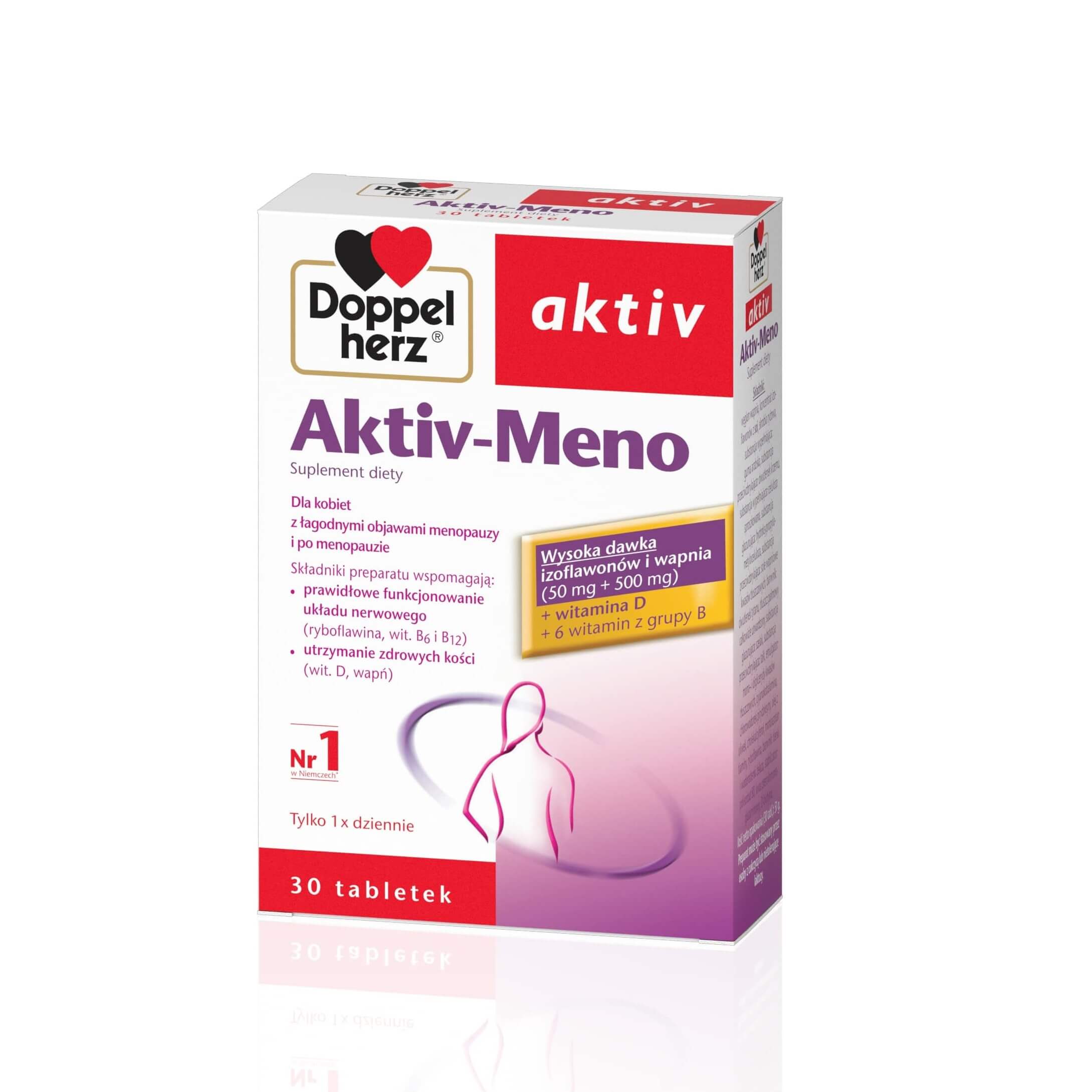 Doppelherz aktiv Aktiv-Meno kapsułki ze składnikami dla kobiet z łagodnymi objawami menopauzy, 30 szt. 